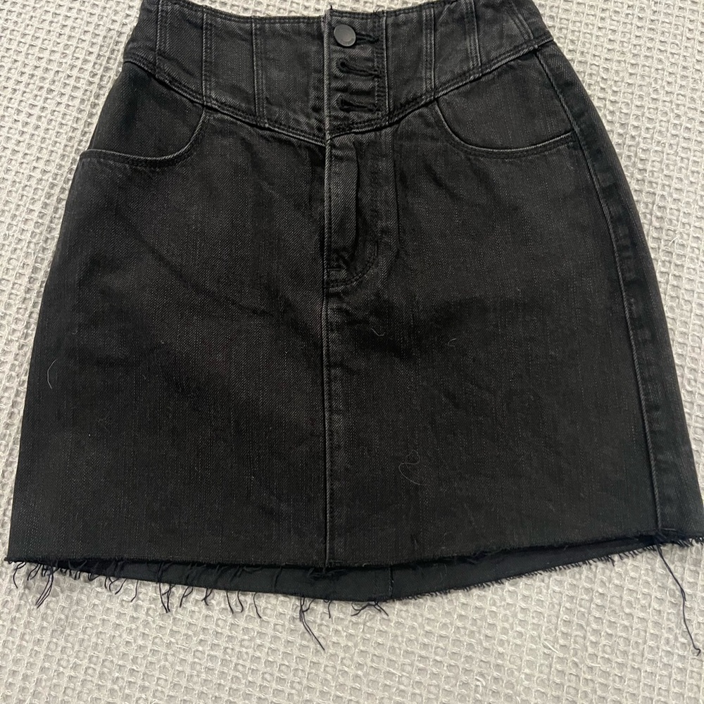 Hollister Black Frayed Hem Mini Skirt